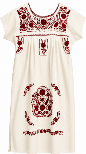 Vestido manta Bordados Vino